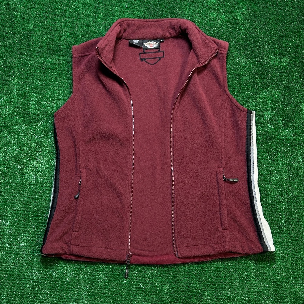 Harley-Davidson Women L Colorblock Side Hit Full-Zip Fleece Vest - Picture 5 of 10